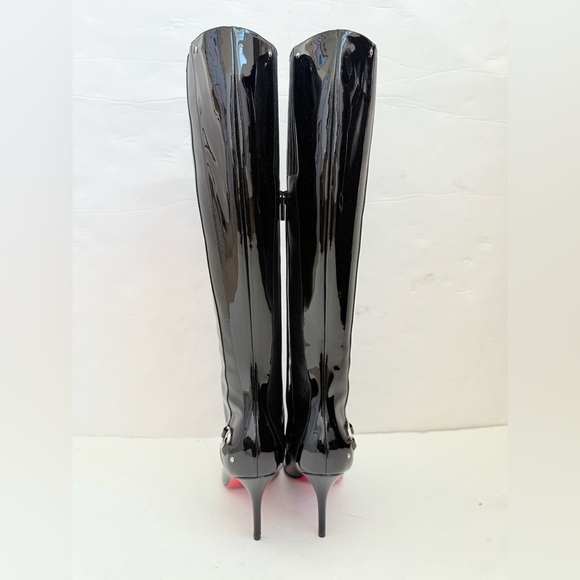 Christian Louboutin Black Leather CL IN 90s BOTTA 80 Knee High heel boots EU37.5 - Picture 7 of 13